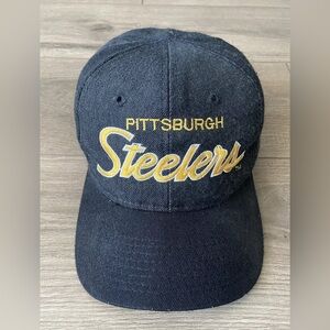 Vintage Sports Specialties Pittsburgh Steelers NFL Football Script Snapback Hat
